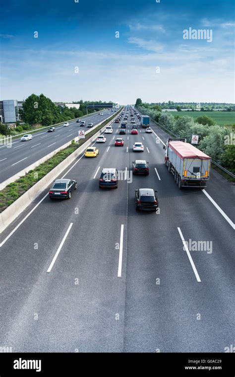 Busy Traffic On Motorway Stock Photo Alamy