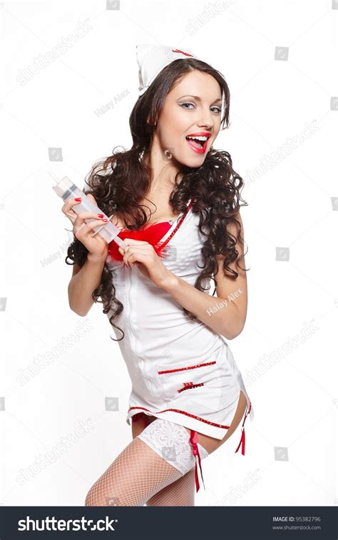 Sexy Beautiful Smiling Female Brunette Doctor Stock Photo 95382796 Shutterstock