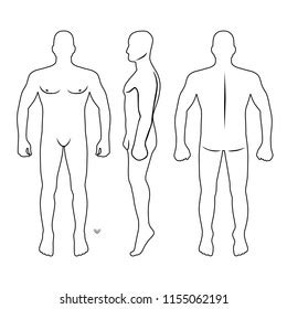 Nude Man Outline Illustration Front View Stock Vector Royalty Free 501961111