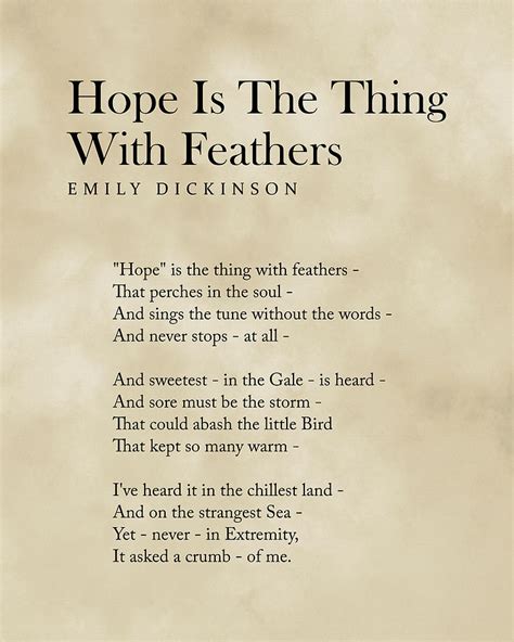 Hope Is The Thing With Feathers Emily Dickinson Poem Literature Typewriter Print 2