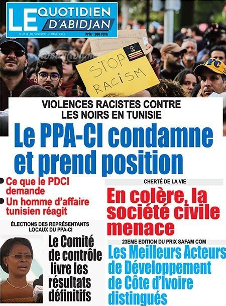 Titrologie Mars Revue De La Presse Ivoirienne A S Envenime