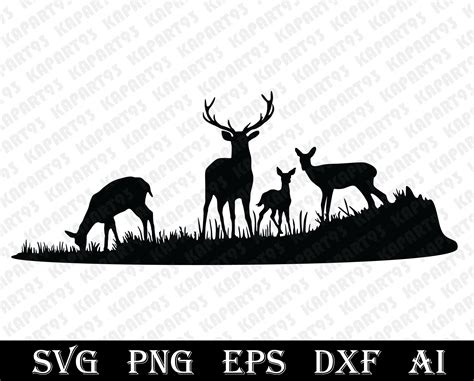 Deer Family Svg, Deer SVG, Deer and Forest Svg, Deer Silhouette, Deer Vector, Cut Files for ...