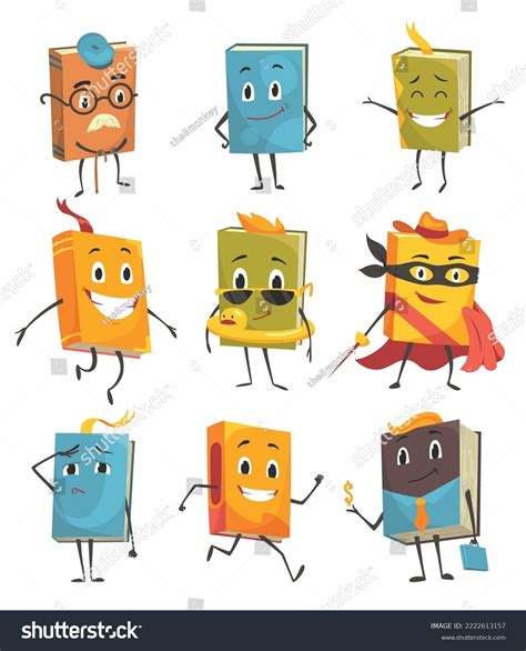 Books Characters Set Cute Cartoon Faces Stock Vector (Royalty Free) 2222613157 | Shutterstock