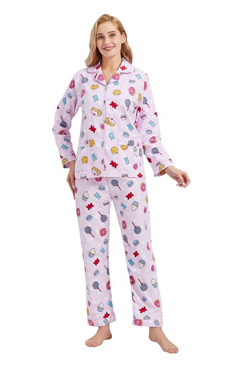 Global 100 Cotton Womens Flannel Pajamas 2 Piece Loungewear Set