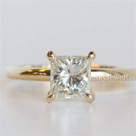 Princess Cut Solitaire Ring - Etsy