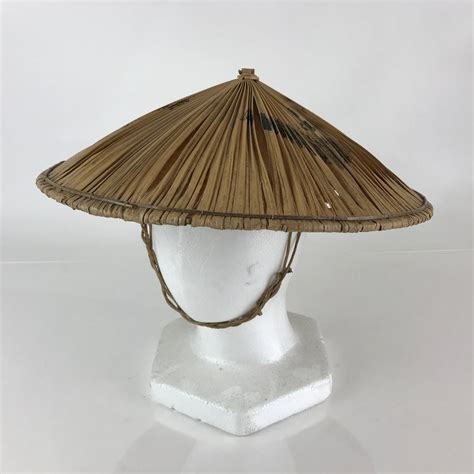 Japanese Bamboo Velvet Leaf Kasa Hat Vtg Sun Protection Dance Props JK ...