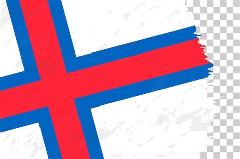 Horizontal Abstract Grunge Brushed Flag Of Faroe Islands On Transparent