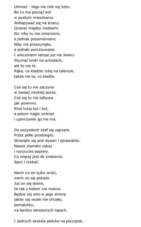 Kot W Pustym Mieszkaniu Wis Awa Szymborska