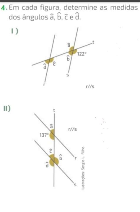 em cada figura determine as medidas dos ângulos I A B C D II A B