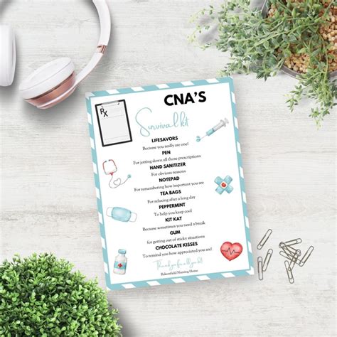 CNA Survival Kit Printable National Nursing Assistant Day Thank You