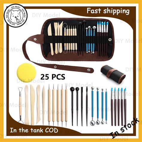 25pcsset Clay Sculpting Tools Pottery Carving Tool Set Wooden Handle