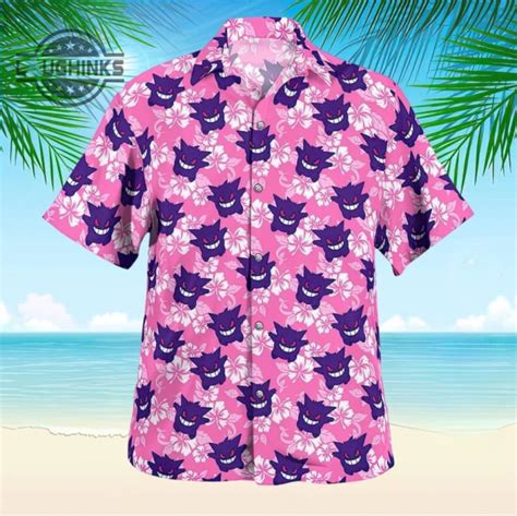 Pokemon Hawaiian Shirt Gengar Shirt Purple New Pok Mon Gengar Hawaiian