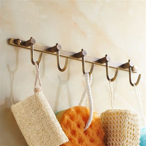 3~7 Robe Hooks European Copper Antique Bathroom Kitchen Towel Hooks Line Hook Brass Hanging