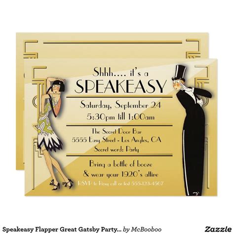 Speakeasy Flapper Great Gatsby Party Invitation Zazzle Gatsby Party