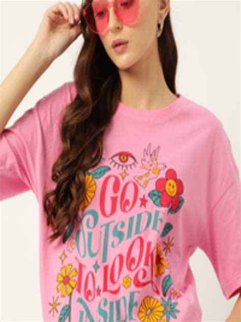 Buy Dressberry Graphic Printed Drop Shoulder Sleeves Pure Cotton Oversized T Shirt Tshirts For