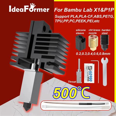 For Bambu Lab X1 P1P Bamboo Bambulabs X1 Carbon Printer Upgraded 3D Extrusion Head Hot End Cht