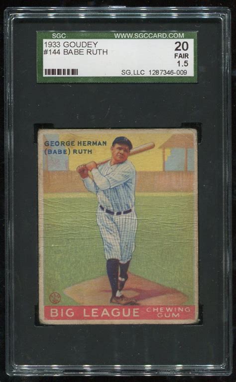 Lot Detail 1933 Goudey 144 Babe Ruth SGC 20