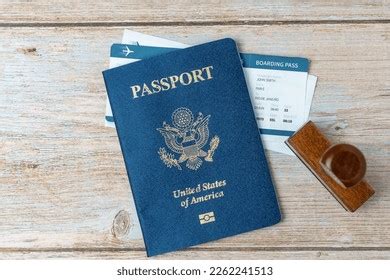 Us Passport Stamp On Wooden Background Stock Photo 2262241513 ...