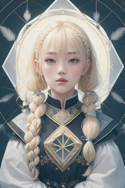 Premium Photo Enchanting Blonde Pigtail Beauty Korean Gothic Student Illustration
