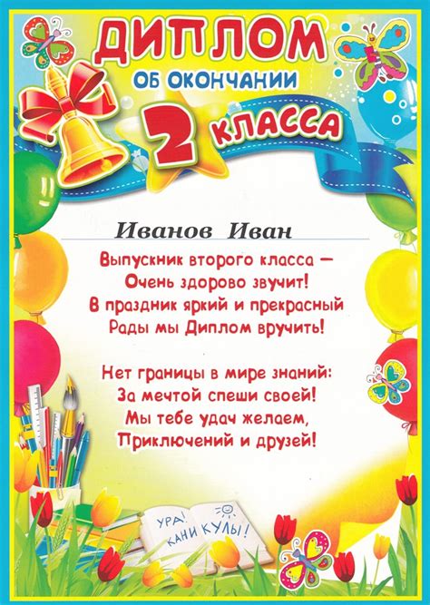 Диплом об окончании 2-го класса (Ш-6414) - купить в Москве недорого ...