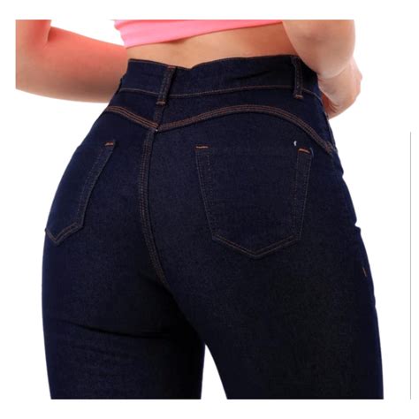 Calças Jeans skinny Azul Escuro Feminina Lycra e elastano Cintura