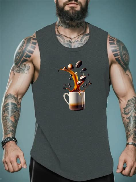 Men Size Breathable Tank Tops Print Temu Canada