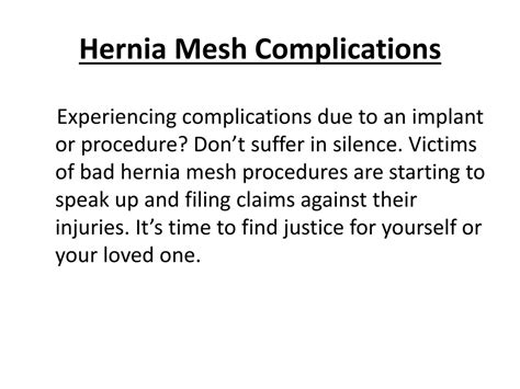 PPT - Learn About Hernia Mesh Complications PowerPoint Presentation, free download - ID:8318441