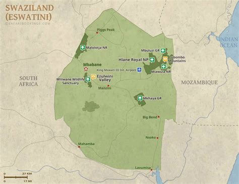 Swaziland Map – Detailed Map of Swaziland National Parks