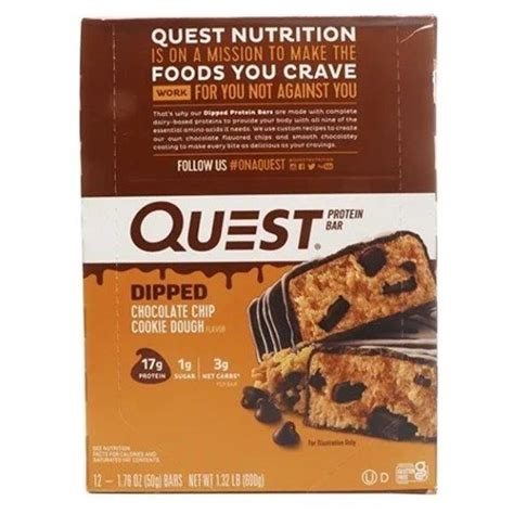 QUEST PROTEIN BAR DIPPED CHOC CHIP COOKIE DOUGH 50G Buy Health