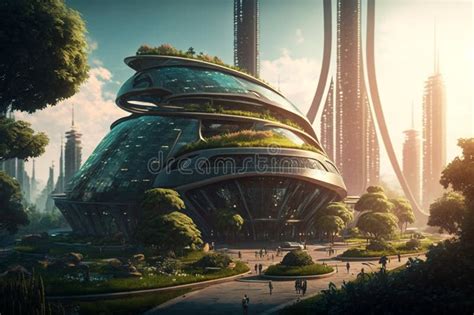 The Future Of Cities Is Here Utopian Vision Of A Green And Futuristic Environment Ai Stock