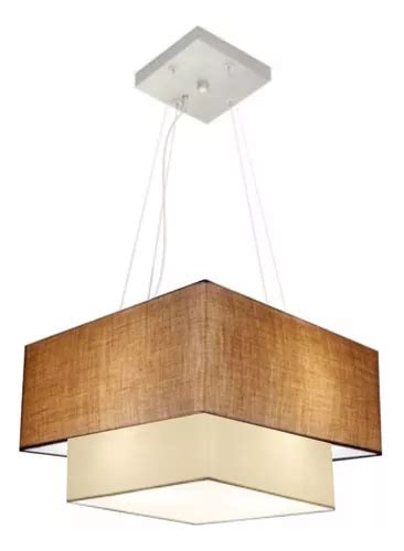 Lustre Pendente Duplo Quadrado Md 4157 40x35cm Palha Bege MercadoLivre