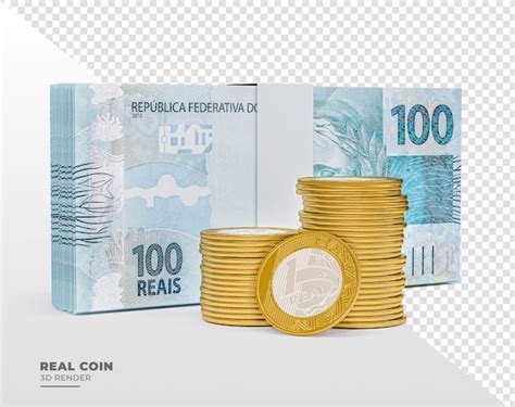 Premium Psd Brazilian Reais Banknote With Real Coin In