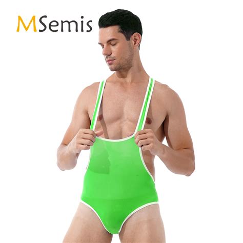 Mens Lingerie Wrestling Singlet Bodysuit Underwear Stretchy Gym Fitness