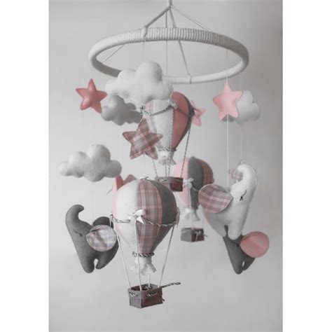 Elephant Baby Mobile Hot Air Balloon Mobile Stars Mobile Ele Inspire Uplift Elephant Baby