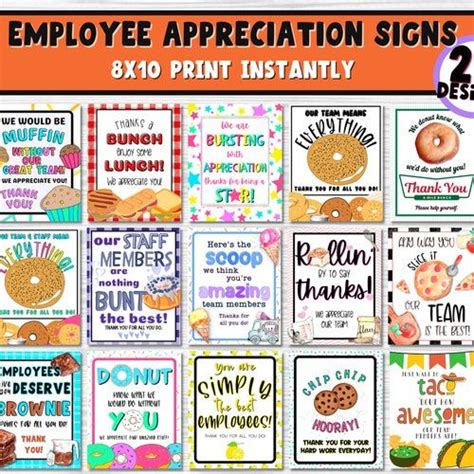 X Set Of Appreciation Pun Signs Printable For Teacher Nurse Staff