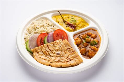 Indian Mini Meal Parcel Platter Combo Thali With Chole Masala Roti