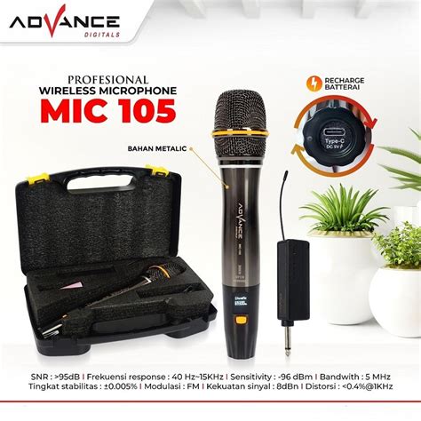 Jual Advance Mic 105 Microphone Profesional Mic Wireless Silver Metalic