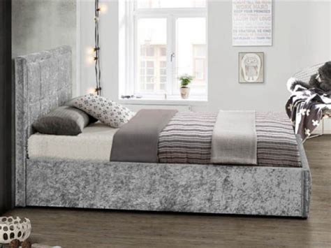 Birlea Hannover Ft Double Steel Crushed Velvet Fabric Ottoman Bed By