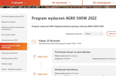 Program Wystawy AGRO SHOW