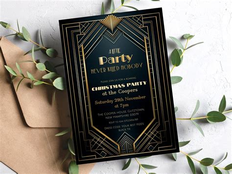 Great Gatsby Christmas Party Invitation Printable 1920s Invitation