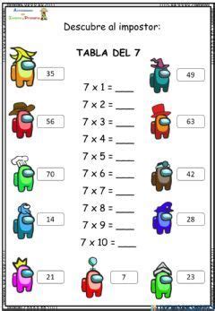 Tabla del 7 actividad 2 Idioma español o castellano Curso nivel 4