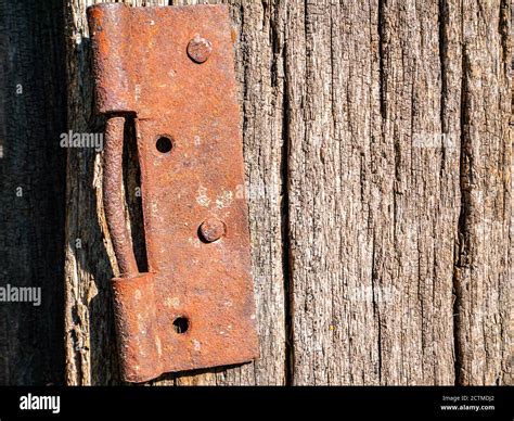 Old Iron Rusty Hinge Of Wooden Gate Doors Stock Photo Alamy