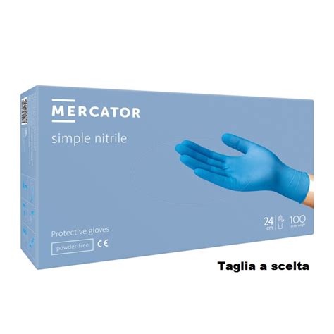 Guanti Nitrile Senza Polvere Monouso Blu Mercator Simple 100pz