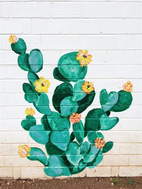 Acrylic Cactus Painting Art Outdoor Mural On Brick Wall Mural Wall