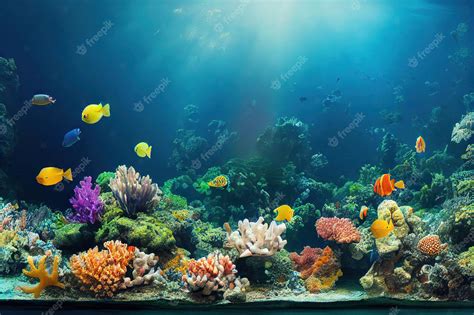 Premium Photo | Coral reefs with small fish in underwater world diving ...