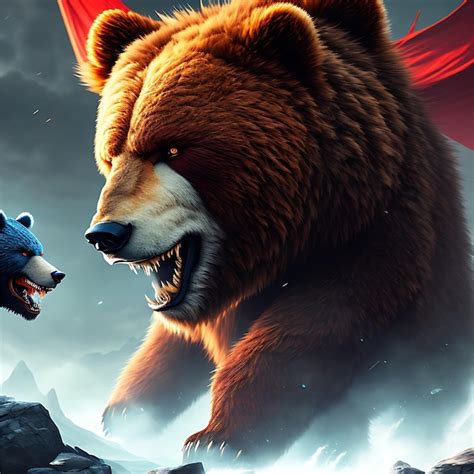 Premium Photo | A angry bear fighting with dragon