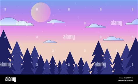 Dusk forest skyline lo fi chill wallpaper Stock Vector Image & Art - Alamy