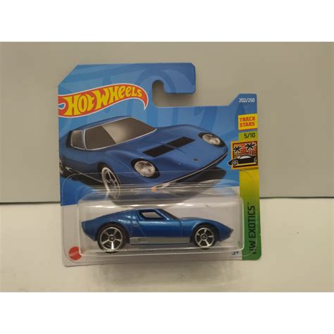 LAMBORGHINI MIURA SV 1971 BLUE 5 10 EXOTICS 1 64 HOT WHEELS BCN STOCK CARS