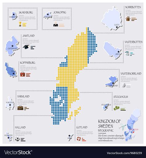 Dot And Flag Map Of Sweden Infographic Design Vector Image