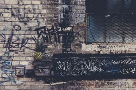 Alley Bricks Building City Design Dirty Fruit Graffiti Grunge